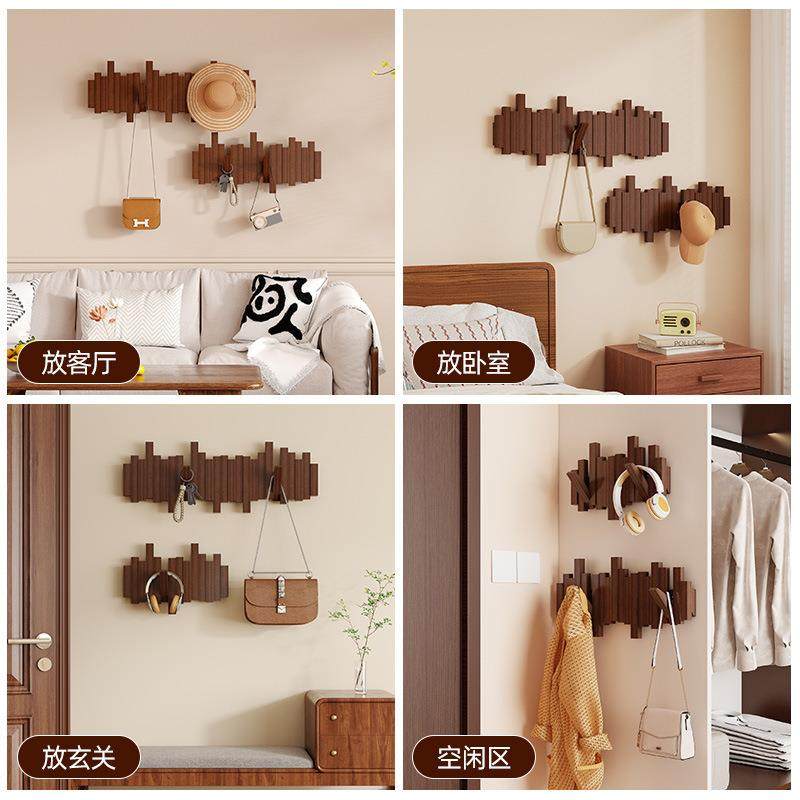 实木帽架钢琴键衣服挂钩入户后壁挂免打孔TZE不占间的门衣挂衣架,淘宝优惠券,粉丝福利购,淘宝优惠卷