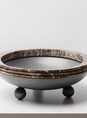 现代轻奢创意树脂三角果盘摆件意式软装客厅茶几桌面收纳家居饰品