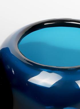 极简黑色透明玻璃花瓶售楼处样板房软装摆设餐桌客厅插花器