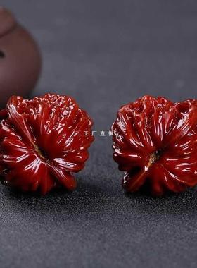 。天然机刷浆包文玩核手把件四座楼和子官帽狮头核桃桃包F8756THH