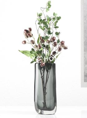 花简约玻璃插花器软装厅饰品样板房茶餐厅吧台桌面客CVU几柜干瓶