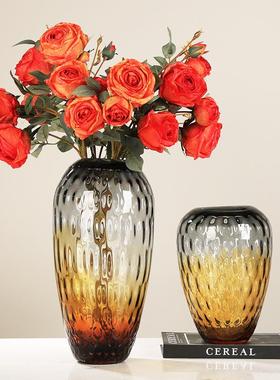现代轻奢琉璃玻璃花瓶琥珀色美式创意蜂窝花器摆件客厅酒店插花装