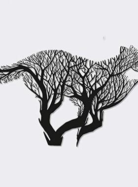 北美欧洲产品狼头墙饰挂饰铁艺简约室内室外民宿金属剪影墙