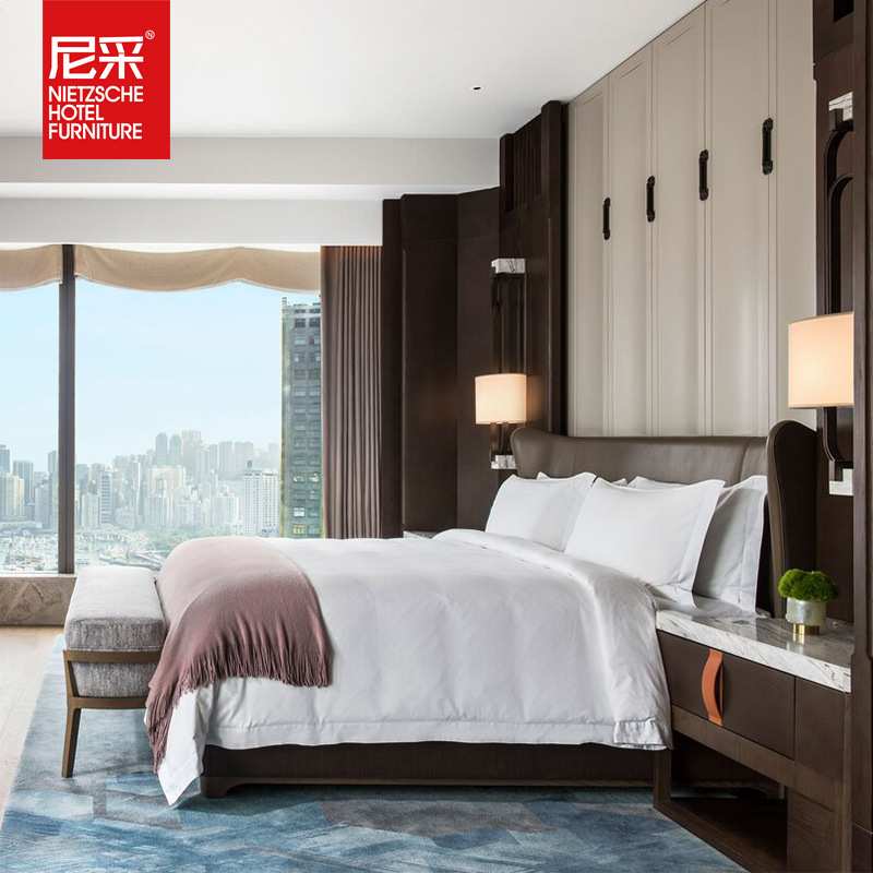 Fashion star hotel matching furniture hotel standard room suite public area lobby furniture hotel bed solid wood whole house