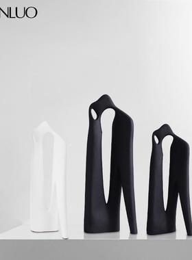 现简约抽象黑白色树脂9000-9摆件座样板房色饰间软装品售代楼处客