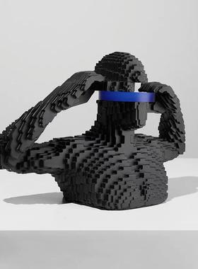 代积木面书人雕塑摆件意DS8850D式抽蒙象样板房玄现关酒柜架创意