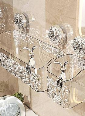 德吸盘置物架墙卫生间浴室国手架子免打Z77769T6孔洗间洗漱台挂篮