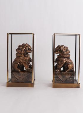 现公代新中式仿书玉狮MC-TY-71件子摆客厅办室书房柜玄关饰工艺品