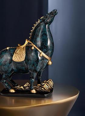 式成唐朝马新到功树脂工艺品招财纳福客厅玄关酒柜办公室桌面摆件