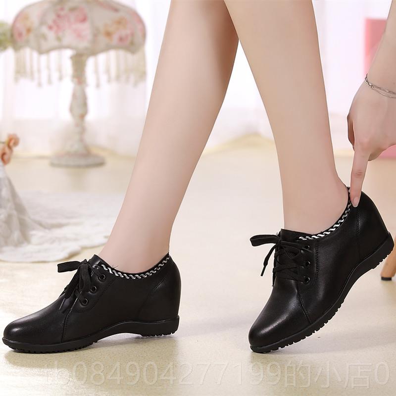 高档单鞋女平202底4新款春季韩版内增高秋鞋休闲子中跟舒适软底妈 - 图2