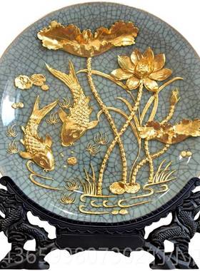 高档金箔年年有余漆新线雕厦门工艺品品摆件乔迁居礼物开礼实用业