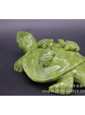 天然南玉龙头乌龟小摆件工艺品玉雕镇宅风水用品居家办公室摆设