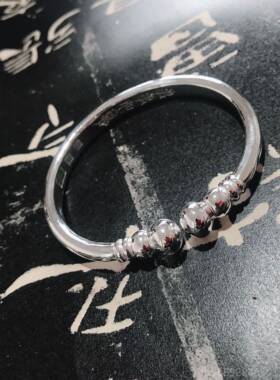 正品999纯银女银手镯纯银工匠手定制体一蒜头聚财(福葫禄)工芦头