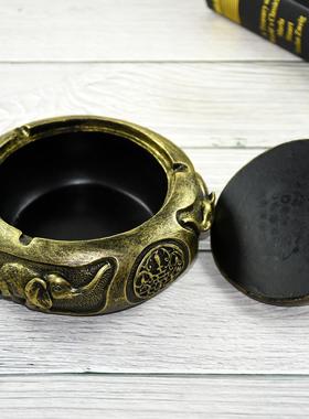 新中式创意复古象带盖烟灰缸家居树脂工艺品摆件沉稳大气显面子