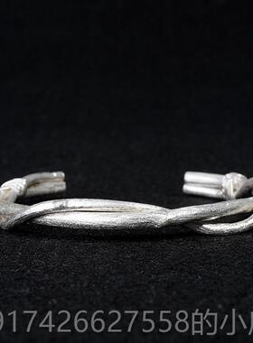 新款VIXTRM正品990足银手镯 原创O设计师款纯手工制条作藤镯子 现