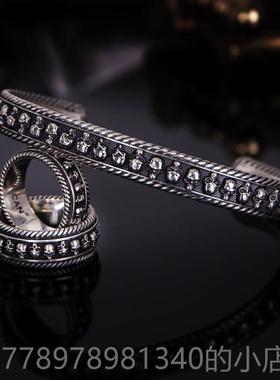 高档V银ULCAN伏尔甘车骷手镯男纯网红机流髅行哈雷欧美手工骷髅银