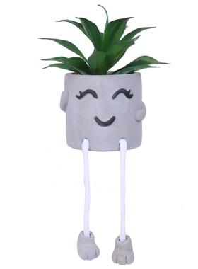 可爱仿真花绿植物盆栽客厅仿生假花摆设小盆景水泥植物花盆摆件