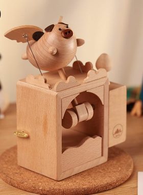 电动小飞猪/摘星客可充电带八音盒治愈摆件送礼可爱