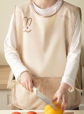 25U01056背心式围裙可家擦手时尚厨房油用防防马甲水罩衣女高颜值