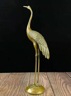 铜鹤摆件落地鹤摆件小号仙鹤铜龟鹤摆件送礼送老人祝寿贺礼