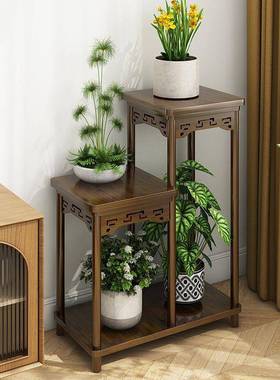 花架架阳用台实木多层落juan6359置地式家客厅中式物花台多肉绿萝