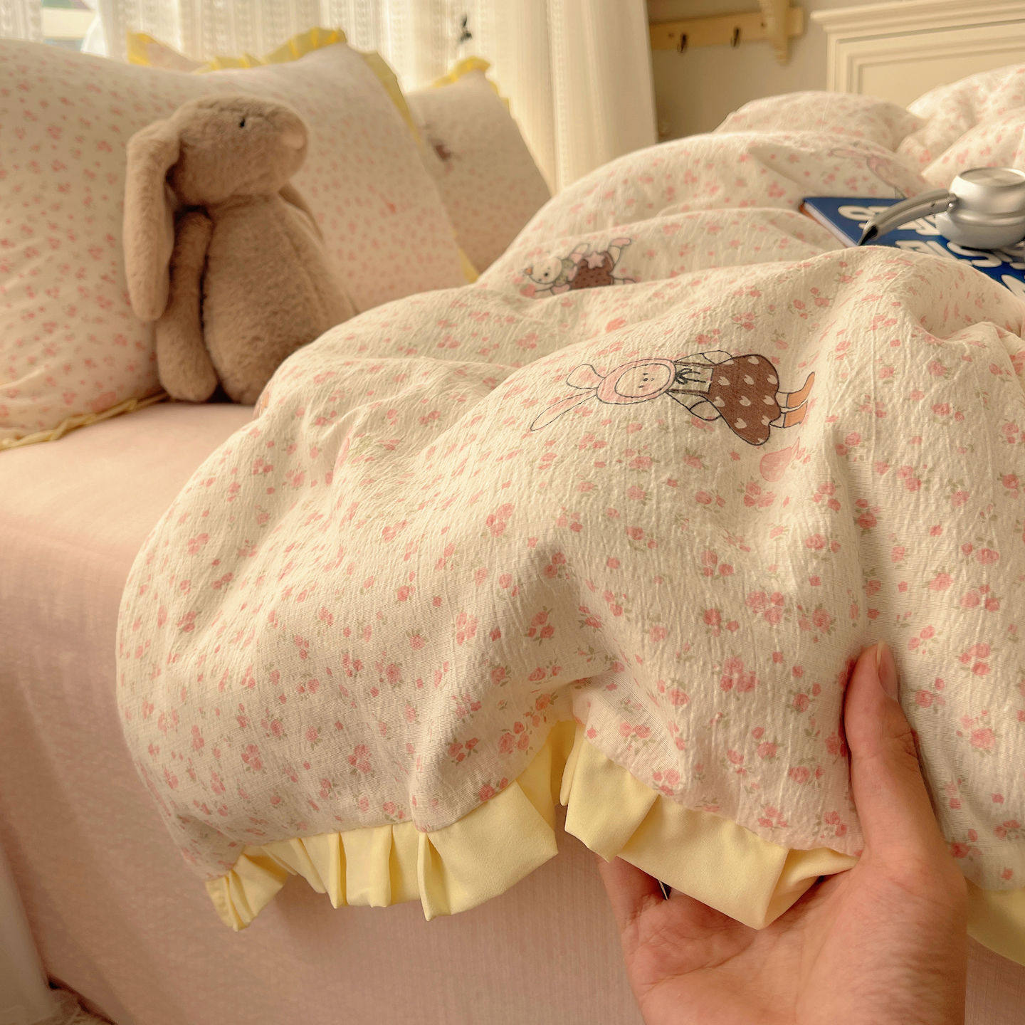 小清新碎花款花边床上用品四件套床单被套学生宿舍床三件套可机洗,淘宝优惠券,粉丝福利购,淘宝优惠卷