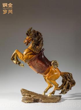 高档《战马传说房》铜金岁月全黄铜马新摆客件中式厅书办公室桌面