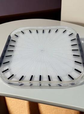 现代简亚约透明方形克力托盘样厅板房售楼8371处厅客茶餐几收纳摆