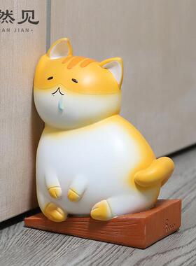 悠然见创意卡通可爱猫咪树脂摆件家居房间门档书房桌面装饰品书档