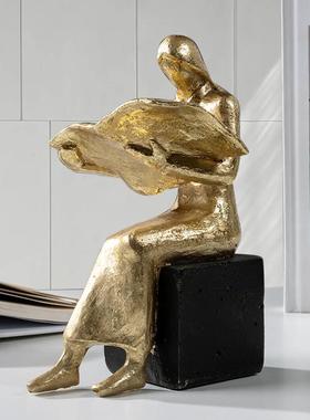 读书者摆件阅读欧者雕像创意关书房客1玄风厅办公桌树脂摆件式格