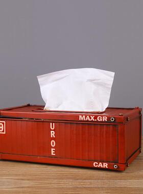 直销复古纸盒欧式集装箱仿无品牌/艺真手绘抽铁纸纸巾盒艺术抽盒