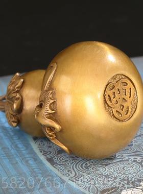 正品徽匠铜韵铜葫芦风水摆件招手把件大小芦葫财办公室家装居饰品