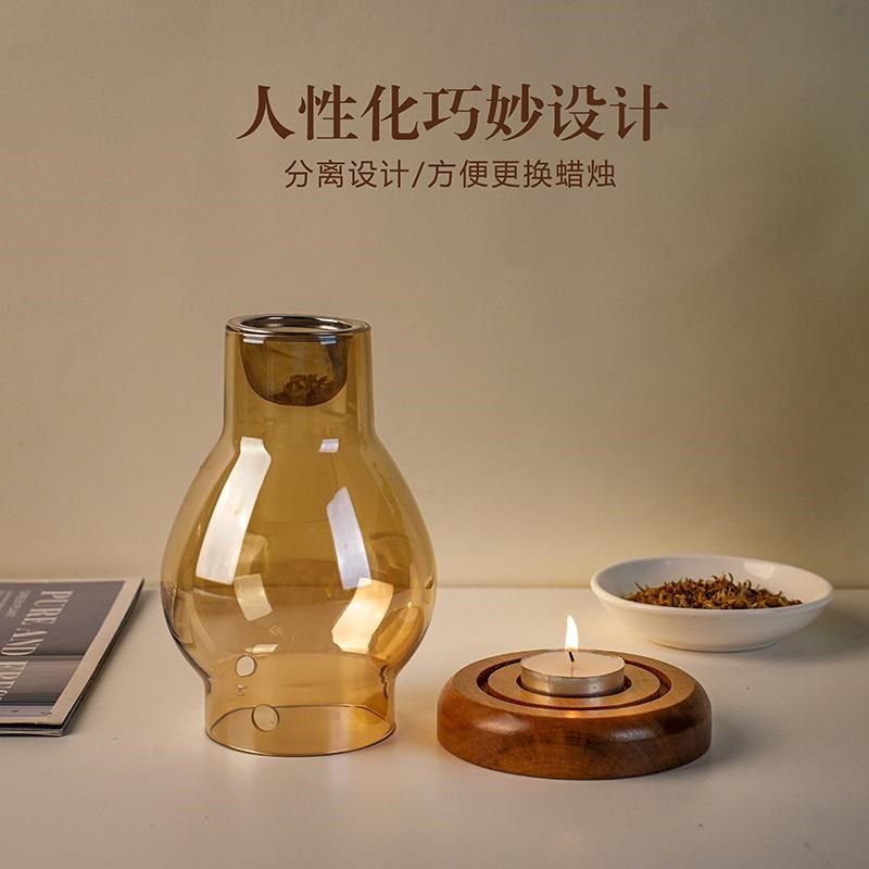 创意复古蜡烛香薰灯沉香原木碎料隔火熏香炉家用卧室玻璃香薰炉,淘宝优惠券,粉丝福利购,淘宝优惠卷