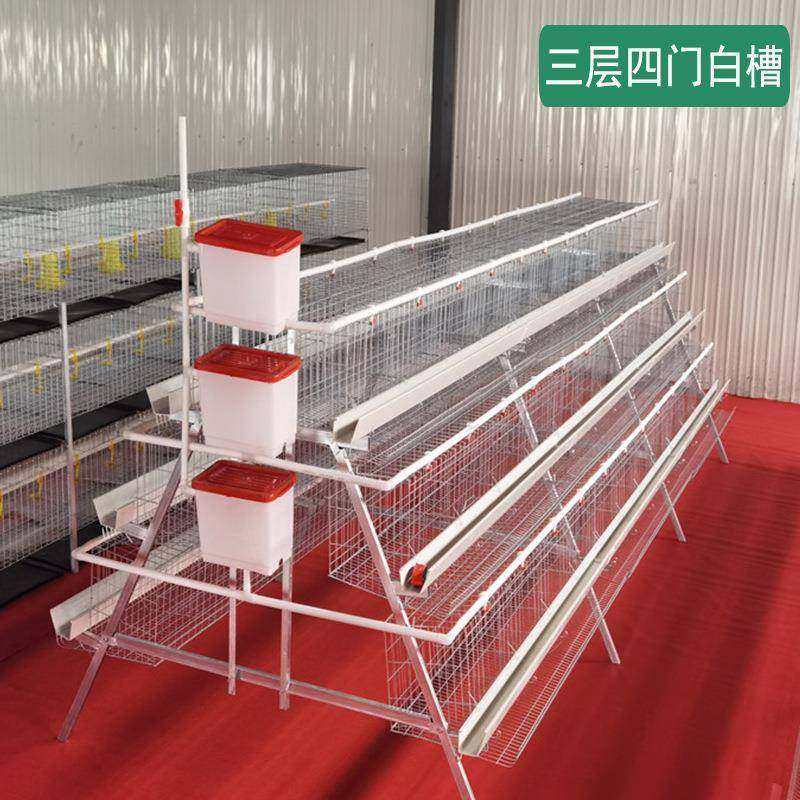 鸡笼A型冷镀锌热镀锌阶梯蛋鸡笼三层四门绿槽白槽大型养殖场家用,淘宝优惠券,粉丝福利购,淘宝优惠卷