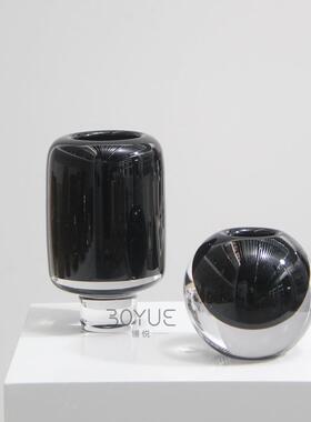 现代简约轻奢黑色琉璃花XY77006瓶民宿创样板间意客厅博花架艺软