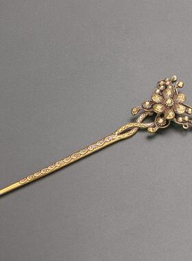 复古发饰古铜古典发簪书签女步摇盘发民族风蝴蝶茶针烟针茶锥礼品