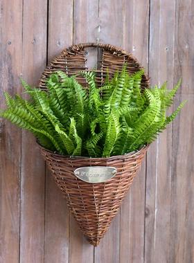 壁挂花盆柳编藤编半圆墙上悬挂墙壁室内外阳台挂栏杆创意装饰花篮