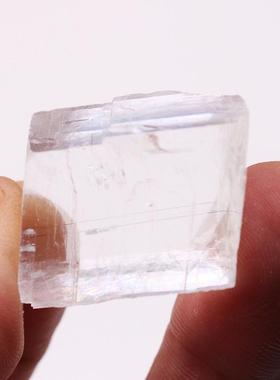 天然水晶石方解石矿石摆件透明冰洲石双折射原石儿童宝石标本石