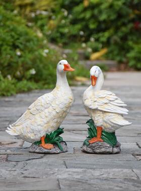 庭院装饰户外花园仿真动物鹅摆件园林景观鸭子雕塑别墅创意花缸盆