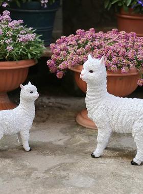 户外草坪 园林景观 小品仿真动物模型羊驼雕塑树脂工艺品装饰摆件