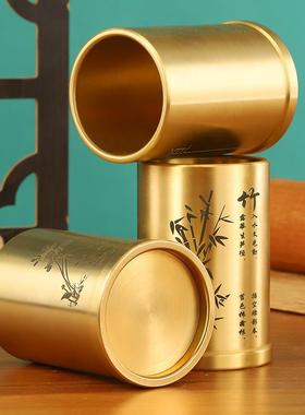 黄铜桌面笔筒摆件家用创意高档牙签罐牙签筒笔筒办公室高档铜笔筒