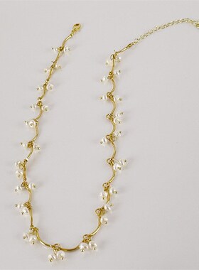 法式复古超仙葡萄串流苏珍珠项链 淡水真珍珠颈链 设计感锁骨链女