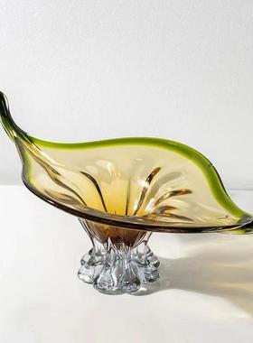 轻彩色AL675105璃加厚大样号水果盘干奢果盘摆件琉客厅茶几板间收