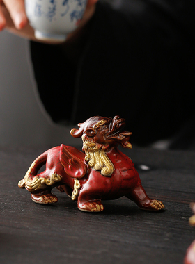 陶瓷招财貔貅一对茶宠摆件工艺品中式办公室桌面家居客厅桌面装饰