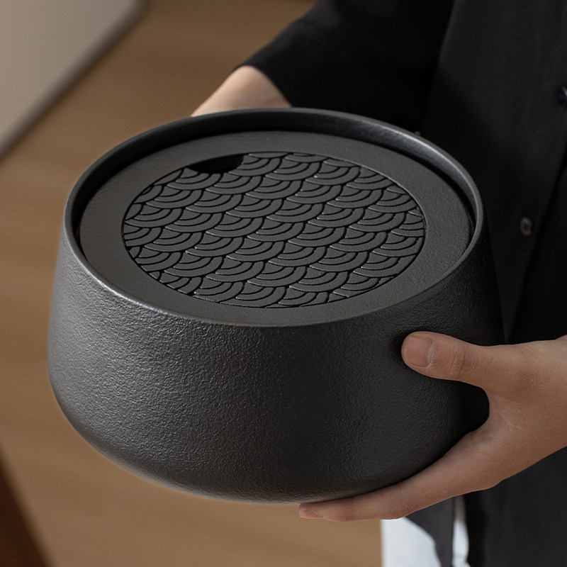 粗陶海浪茶洗带盖家用茶渣缸大容量建水中式废水缸功夫茶道配件,淘宝优惠券,粉丝福利购,淘宝优惠卷