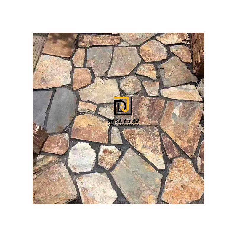 不规则色碎拼板片石户外化墙砖仿古文石园林铺板34路地铺石锈片 - 图3