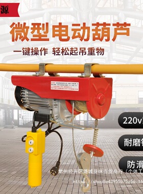 微型电动葫芦220V小吊机家用0.5t吨提升机卷扬机建筑装修起重机