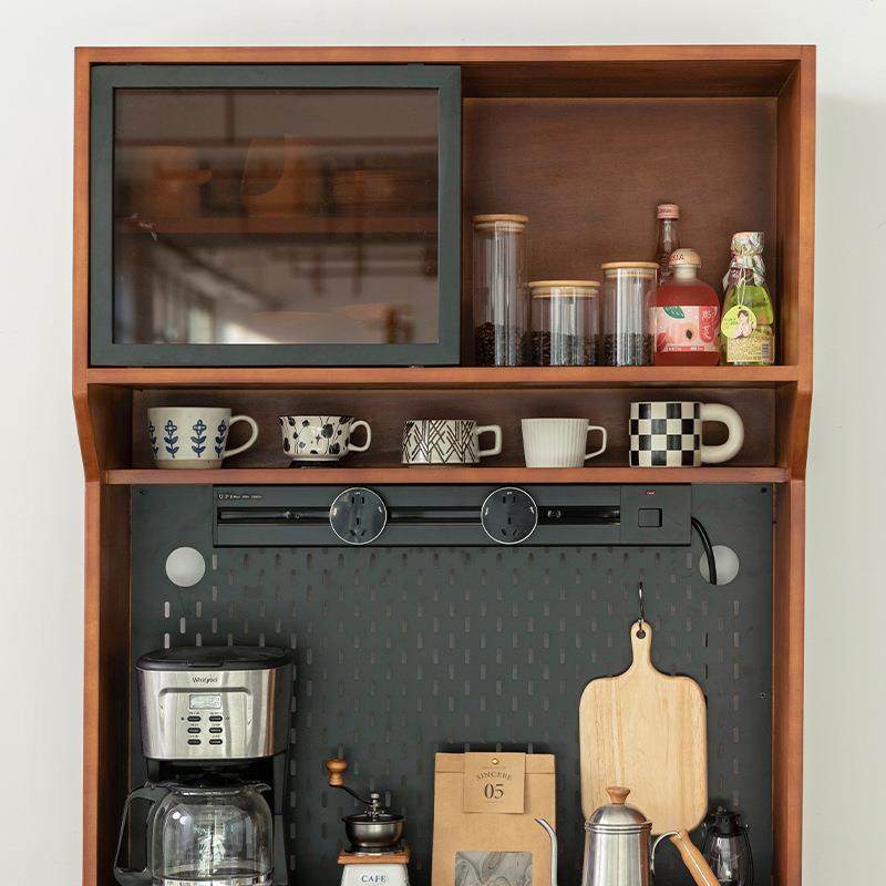 北欧实木餐边柜 家用小户型落地多功能岩板收纳柜客厅复古储物柜,淘宝优惠券,粉丝福利购,淘宝优惠卷