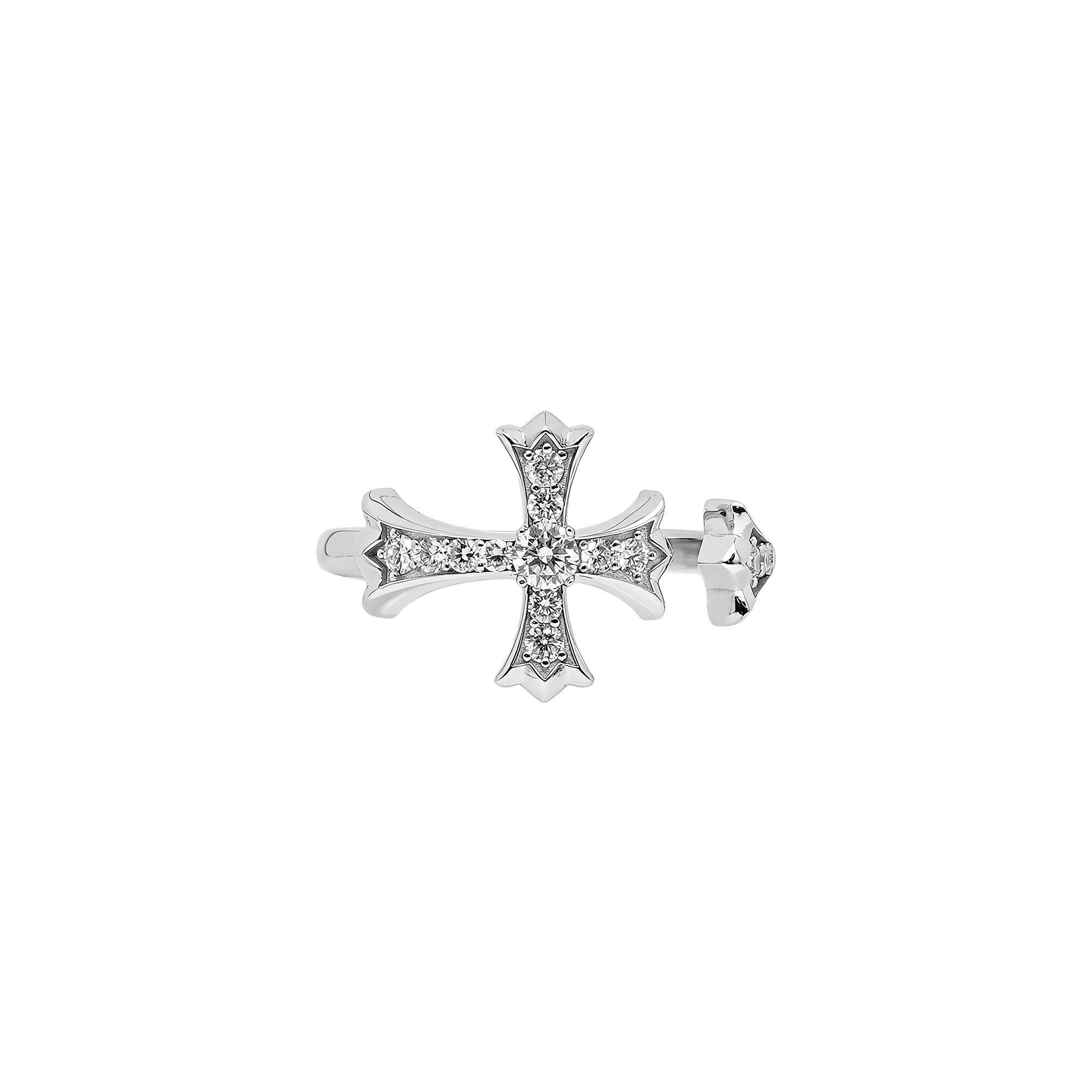 Dragon Snake Silver Cross Open Adjustable Diamond Ring