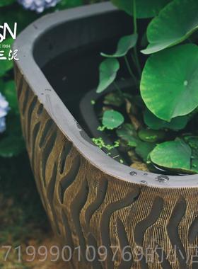 高档御三泥盆水缸大花鱼缸落地摆件庭院瓷园林陶仿古大缸坛花阳台